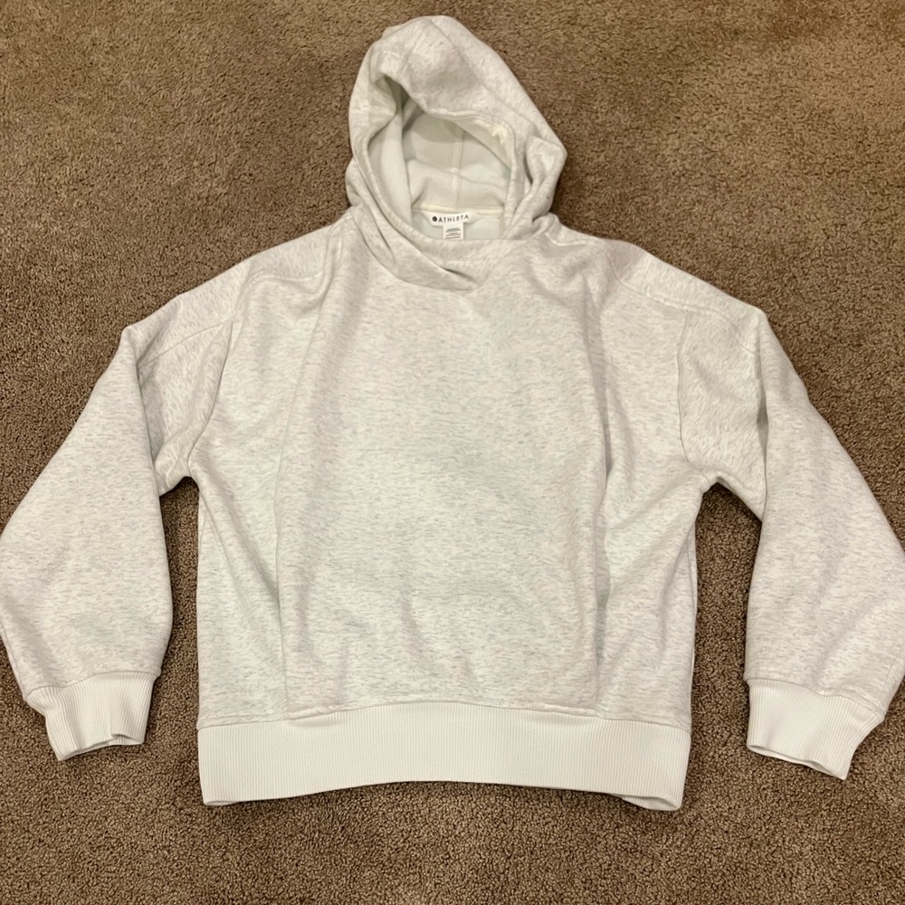 Athleta light gray/White Hooded super soft cocoon sweatshirt, XS